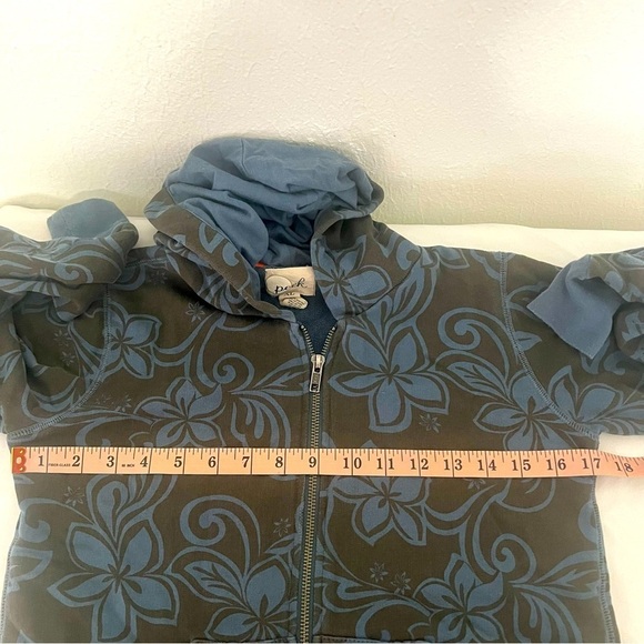 Peek Girls Floral Print Zip Up Hooded Jacket Size XL (10) Black/Light Blue - Picture 9 of 10